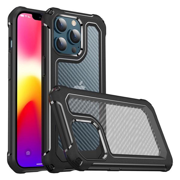 Stoßfeste Schutzpanzerhüllen für iPhone 13 12 Mini Pro Max XS XR Samsung S20 Ultra Plus Carbon Fiber Back Cover Case