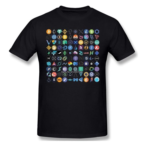 Quer Crypto S 3D na moda preta Tshirt Design ChainLink moedas Bitcoin Cryptocurrency Cotton Shirts Homens T-shirt T-shirt T-shirt T-shirt Streetwear 220407