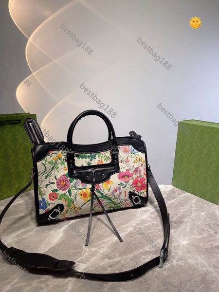 

luxury women's motorcycle bag hacke series men's women's large capacity handbag flower letter logo design