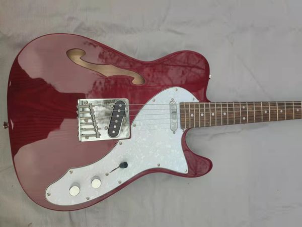 

red f-hole six string tl electric guitar we can customize various guitars