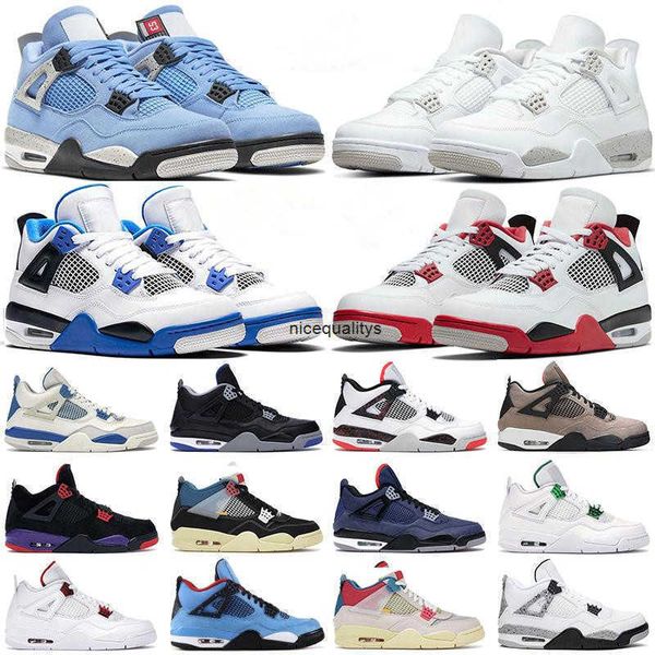 

mens women basketball shoes 4s jumpman university blue fire red 4 black cat bred white cement royalty 1 1s men athletic sneakers