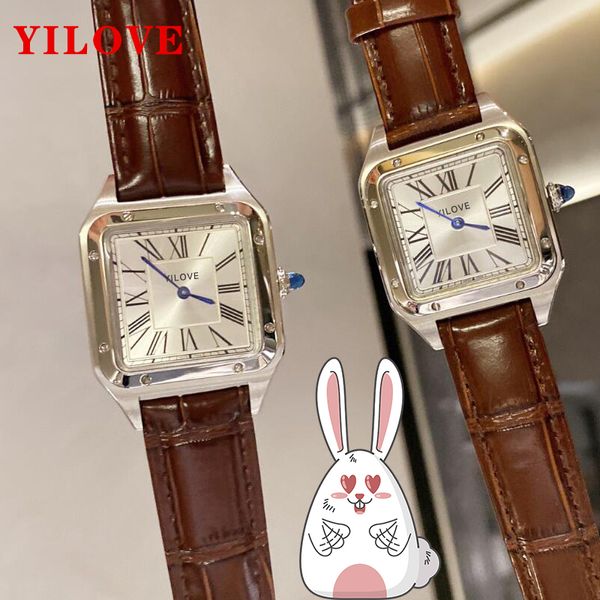 Casal italiano retangular Luxo relógio homem Men Men tira de couro Gold Gold Clock Classic Classic Day's Day Gift Relogio Wristwatch