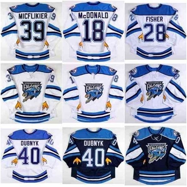 Nik1 40Nik1 tage Men Springfield Falcons maglia da hockey 40 Devan Dubnyk Jacob Micflikier 18 Colin McDonald Glenn Fisher Personalizza qualsiasi nome e numero