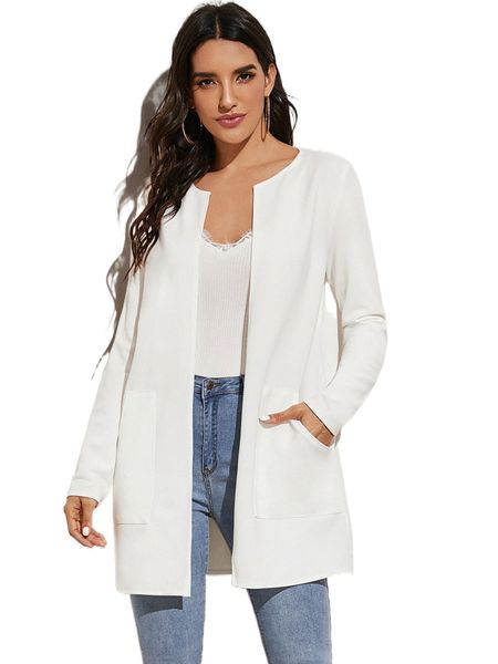 

open front pocket detail coat e35p#, Black
