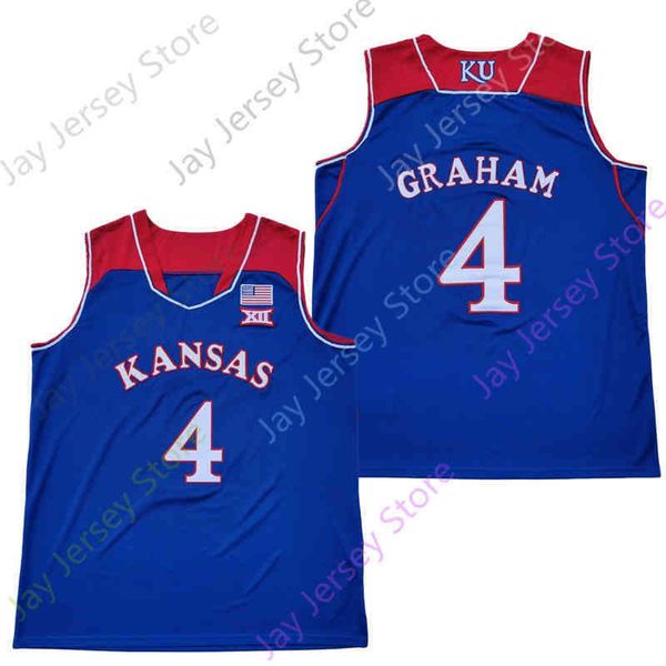 

kansas ncaa new jayhawks jerseys 4 graham college basketball jersey blue size youth all stitched, Black
