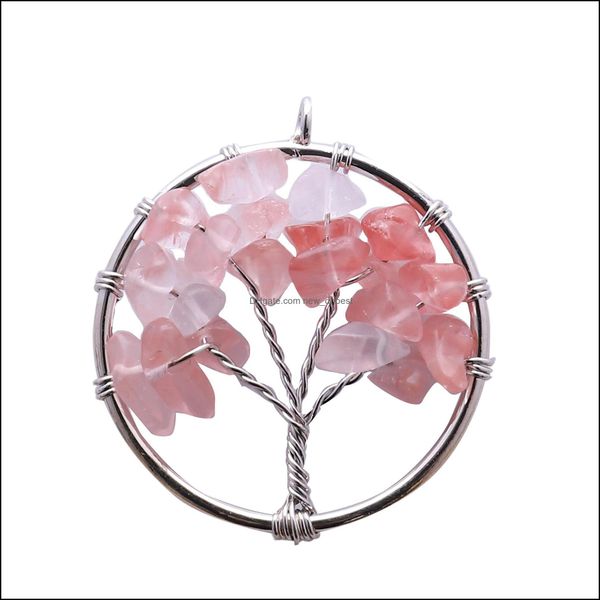 

pendant necklaces pretty natural stone necklace rainbow mticolor wisdom tree of life crystal beautifly newdhdrop deliv newdhdhsoa, Silver