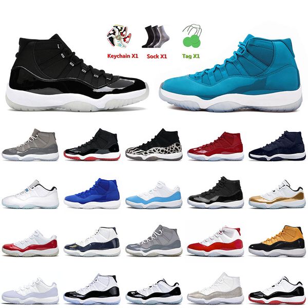 

2022 new arrival high mens basketball shoes 11 11s xi 25th anniversary high bred cap and gown metallic silver men women space jam sneakers t