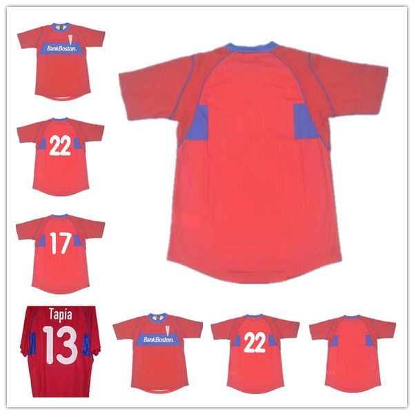 

2002 old universidad catolica retro soccer jersey 02 away red vintage football shirts classic uniform #13 tapia chile camiseta s-2xl, Black;yellow