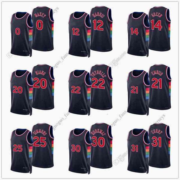 

custom printed 75th new city basketball jerseys 12 harris embiid 25 simmons 14 green 31 curry 30 korkmaz niang 0 maxey thybulle d