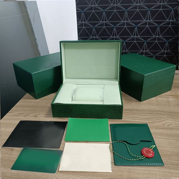 ST9 RO Green Lex Broschüre Zertifikat Uhrenboxen AAA Qualität Geschenk Überraschungsbox Clamshell quadratische exquisite Boxen Zubehör Hüllen Tragetasche Handtasche Rolex