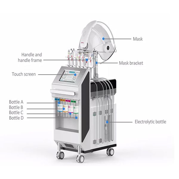 

hydrodermabrasion oxygen jet peel hydra exfoliating serum facial hydradermabrasion led pdt mask hydro dermabrasion beauty salon spa, Black;white