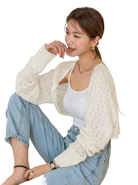 

dazy open front raglan sleeve crop v2gs#, White