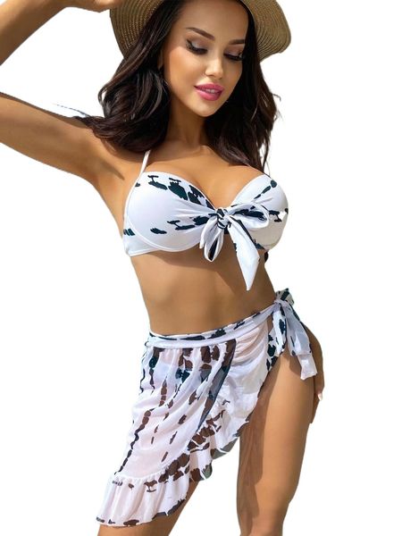 

tie dye halter push up bikini swimsuit a9rc#, White;black