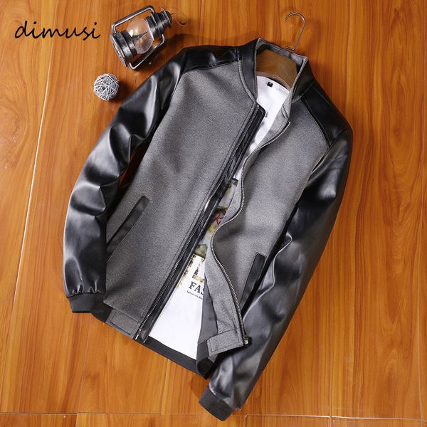 

dimusi spring autumn mens bomber jackets fashion men motorcycle leather coats male pu leather patchwork biker jackets clothing 220816, Black;brown