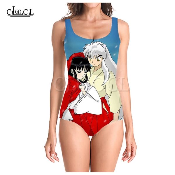

japanese anime inuyasha 3d print girls onepiece swimsuit bathing suit sleeveless slim womens summer fashion sw 220617, White;black