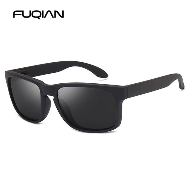 FUQIAN Fashion Square Polarisierte Sonnenbrille Männer Vintage Kunststoff Männlichen Sonnenbrille Frauen Stilvolle Schwarz Sport Shades UV400 220701