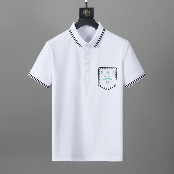 

men's polo shirt trend short sleeve t-shirt lapel summer leisure half sleeve clothes paul overalls, White;black