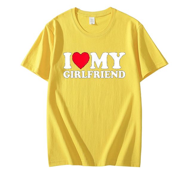 

love my girlfriend print t shirt men couple t shirt lovers short sleeve o neck loose oversized tshirt fashion woman man t shirts, White;black