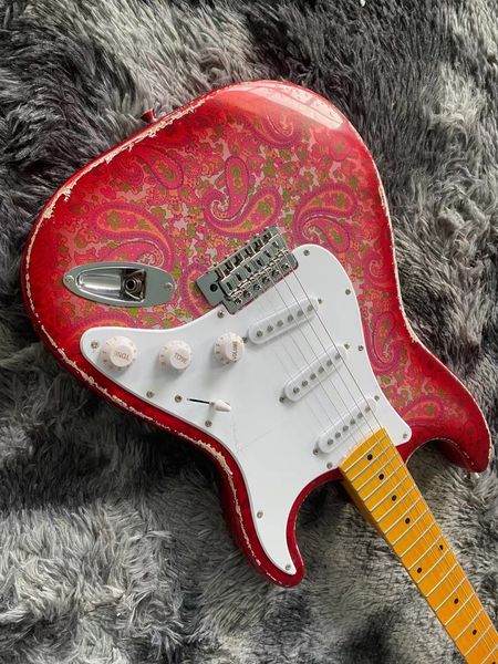 

rose red aged st electric guitar body alder with flower pickup sss