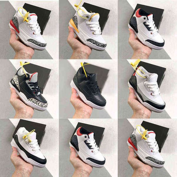 

luxury kids basktbasll fragments x jumpman iii sneakers se dnm katrina toddler 3th fire red white laser orange children boy girls basketball, Black