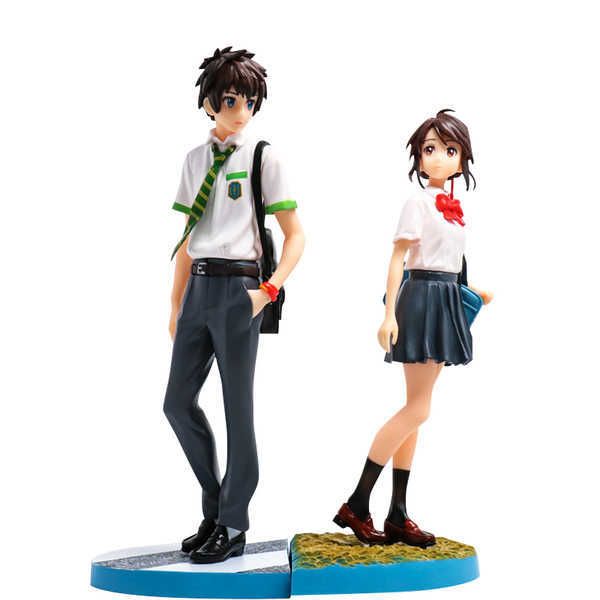 

huiya01 anime your name tachibana taki high school students miyamizu mitsuha uniforms pvc action figure 18cm collection model doll gifts q07