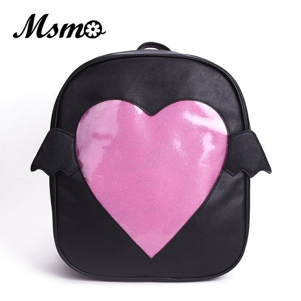 

school bags msmo 'ita-bag' glitter clear flap wing backpack japan harajuku girls 220823