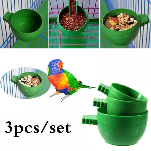Papagei 3 Vogel Teile/satz Mini Lebensmittel Wasser Schüssel Feeder Kunststoff Tauben Vögel Käfig Sand Tasse Fütterung Halter