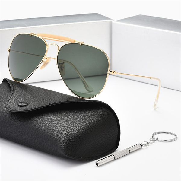 

classic brand sunglasses men women fashion vintage pilot metal alloy driving glasses outdoor shooting goggles gafas de sol 3407287b, White;black