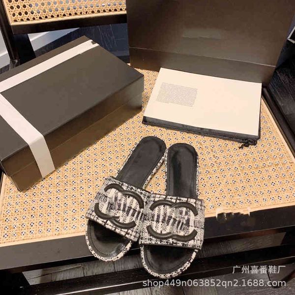 

slippers xiaoxiangjia knitted flat slippers spring and summer embroidery color matching series pure original girlfriends women's shoes, Black