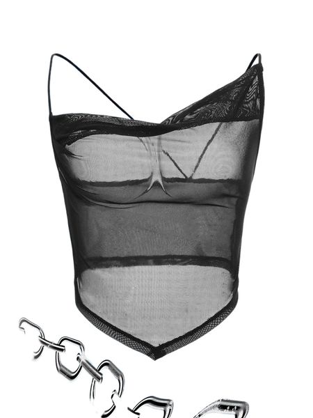 

asymmetrical neck mesh bandana i5tp#, White