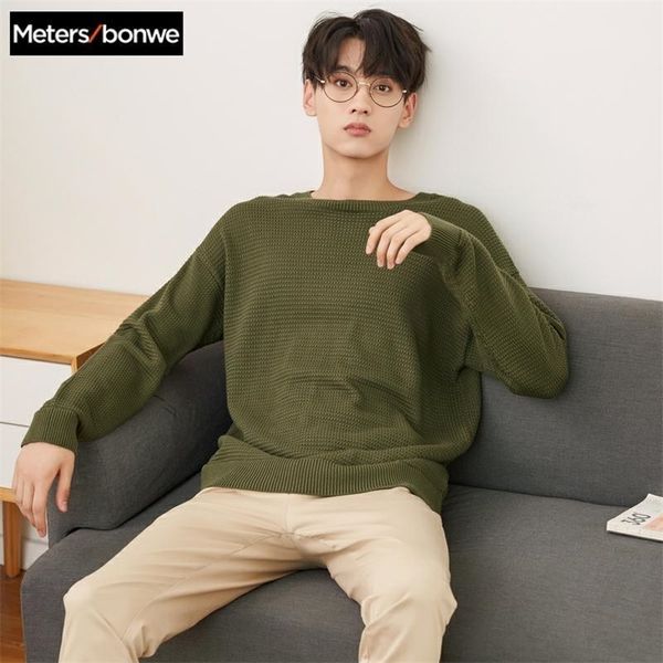 

metersbonwe brand knitted sweater men spring autumn fashion long sleeve knitted men cotton sweater clothes lj200916, White;black