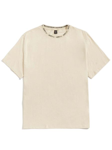 

extended sizes men letter trim tee u4f4#, White;black