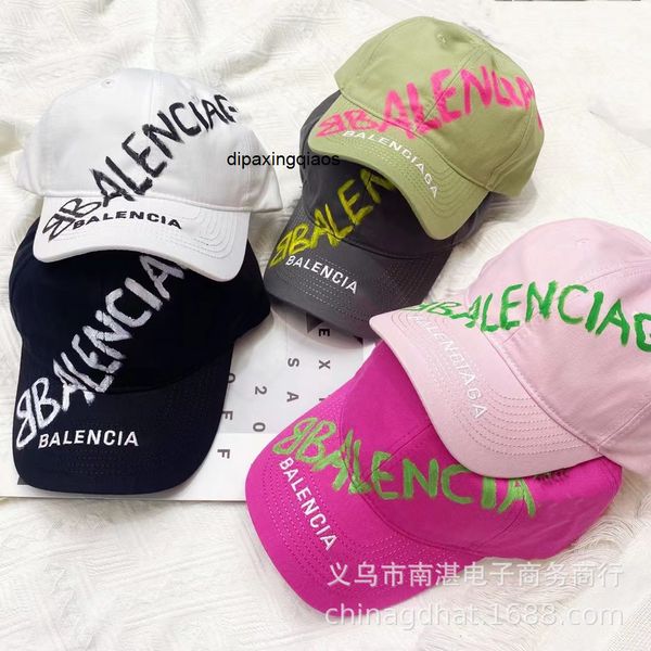 

ball caps designer balencaigass new hand-painted graffiti big letters paris home baseball lovers versatile personality ins men's and wo, Blue;gray