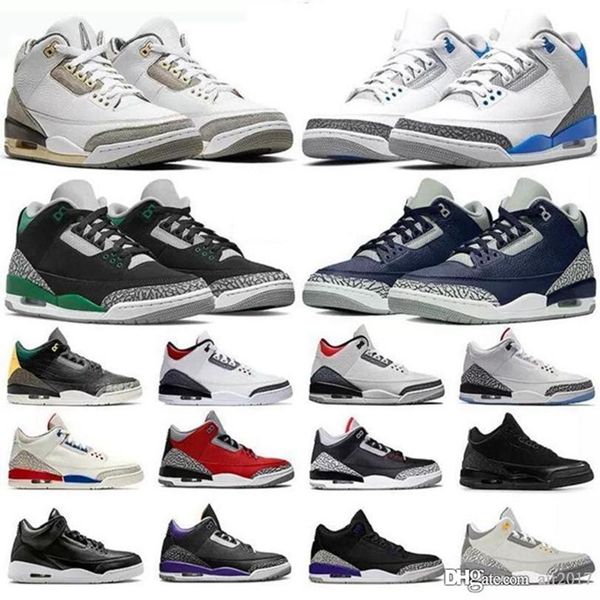 

3s mens basketball shoes boots sneakers fragment pink blue midnight navy black cement cool grey infrared cat sports trainers 36-46
