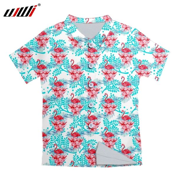 

ujwi arrivals casual 3d print blue crane shirt men short sleeve button loose fashion beach hawaiian shirt 220624, White;black