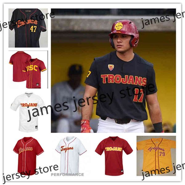 

xflsp 2022college custom usc trojans baseball jersey 10 tyresse turner 11 carson lambert 13 revan lazarus 14 channing austin 15 rhylan thoma, Black