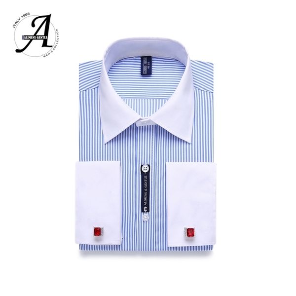 9xl 7xl 6xl Men listrado Camisa de vestido de vestido casual de mangas compridas estilo de colarinho branco estilo masculino