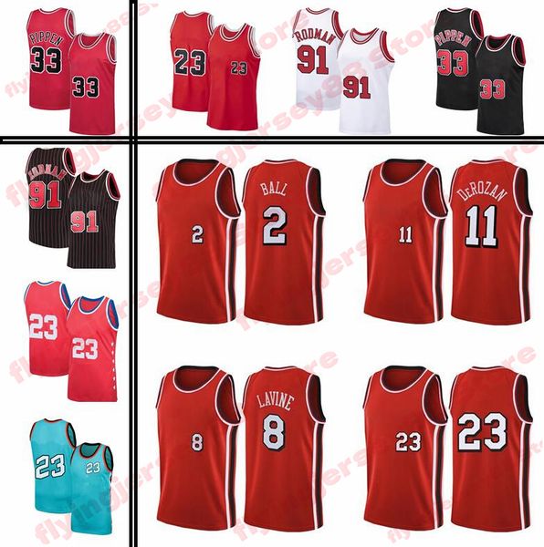 

demar 11 derozan zach lavine lonzo ball basketball jersey 8 2 23 derrick rose mj retro mesh 33 91 pippen dennis rodman stitched logos, Black;red