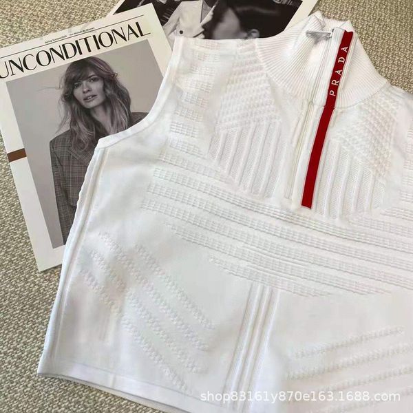 

women's t-shirt designer chaopai 22ss spring and summer new neckline stitching letter design knitted wrap bottomed vest t-shirt 9b5o, White