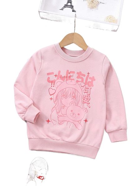 

toddler girls cartoon & letter graphic sweatshirt u7vd#, Black;white