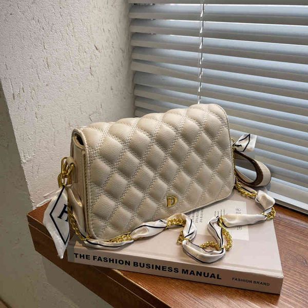

online live broadcast 2022 new texture single shoulder msenger fashion trend double with diamond lattice embroidery line foreign