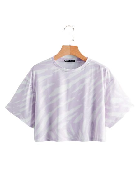 

drop shoulder tie dye crop tee e5gn#, White