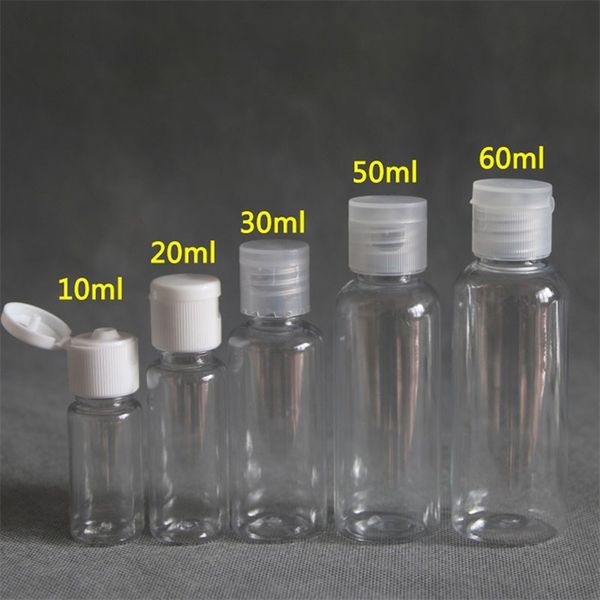 50pcs 5ml - 100ml Plastik Pet Pet Clear Flip Losyon Şişeleri Kozmetik Şampuan Örnek Konteynerler Seyahat Sıvı Doldurulabilir Şişeler 220726