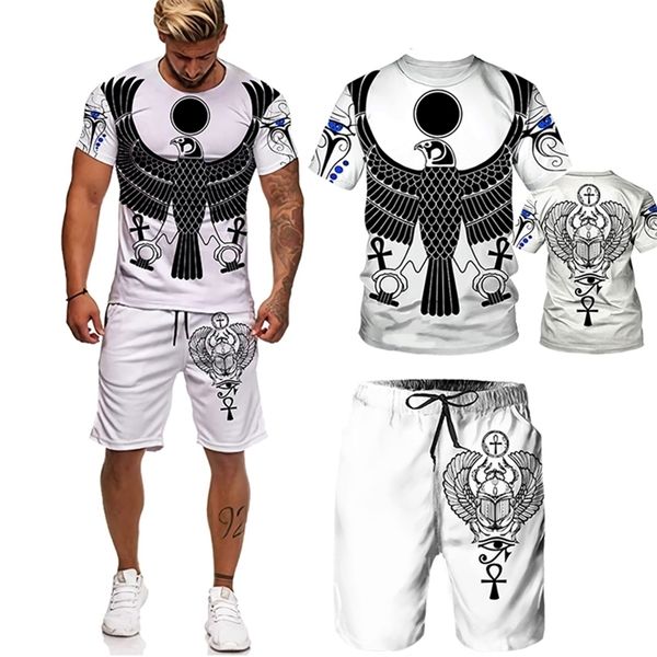 Alter Horus Ägyptischer Gott Auge Ägyptens Pharao Anubis Gesicht T-Shirt-Sets mit Shorts Herren-Trainingsanzug 2-teiliges Set 220621