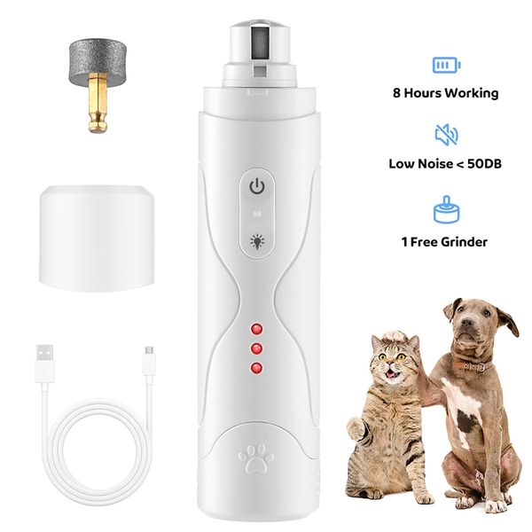 Tagliaunghie elettrici per cani per smerigliatrici per cani Ricaricabile USB Ricarica a basso rumore Zampe di gatto per animali domestici Strumenti per tagliare le unghie 220423