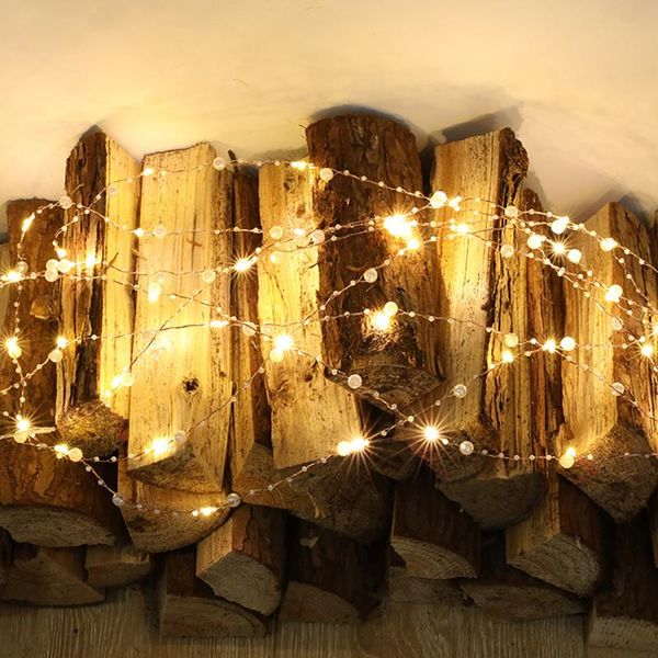 Lichterketten, 10 m, 100 LEDs, Perlen-Lichterkette, Silber-Gold-Draht, Feengirlande, Hochzeit, Feiertag, Weihnachtsbaumdekoration, batteriebetrieben, LED, LED, L