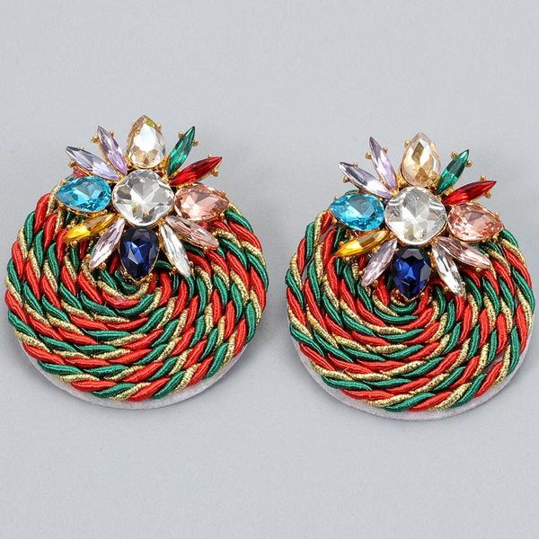 

stud fashion personality earrings round with diamonds woven, Golden;silver