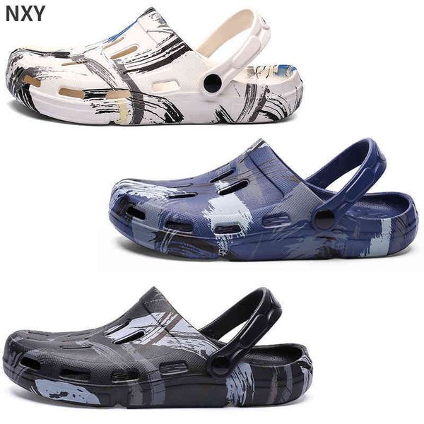

sandals summer men slippers massage clogs outdoor garden shoes swimming pool sandals bathroom cross-bound slides mules beach 220623, Black
