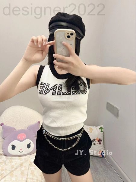 

women's tanks & camis designer spring and summer contrast letter vest simple advanced. the upper body thin, checkerboard elements are f, White