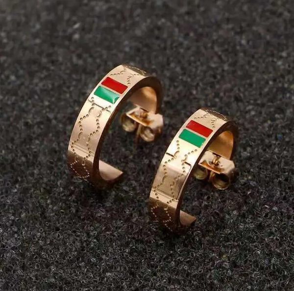 

stud charm gujia earrings luxury jewelry designer original packagingcci g letter grid red and green horizontal bar ear stud three colors, Golden